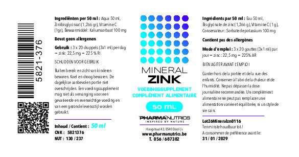 Mineral Zink Druppels 50ml 110×55 MINERAL ZINK 50 ML DRUPPELS PHARMANUTRICS