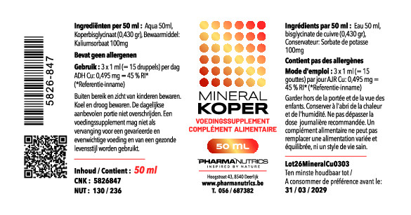 MINERAL KOPER 50 ML DRUPPELS PHARMANUTRICS
