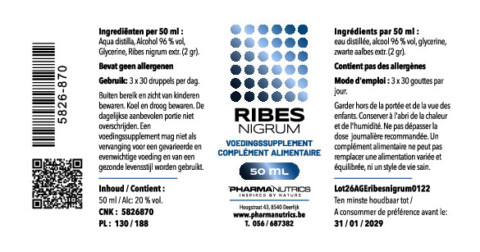 RIBES NIGRUM 50 ML DRUPPELS PHARMANUTRICS